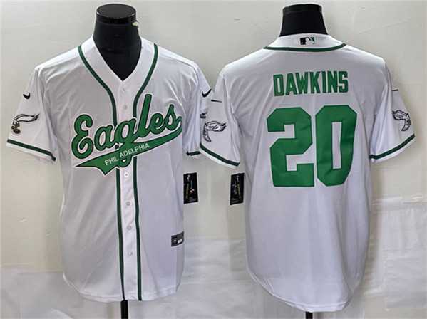 Mens Philadelphia Eagles #20 Brian Dawkins White Cool Base Baseball Stitched Jersey